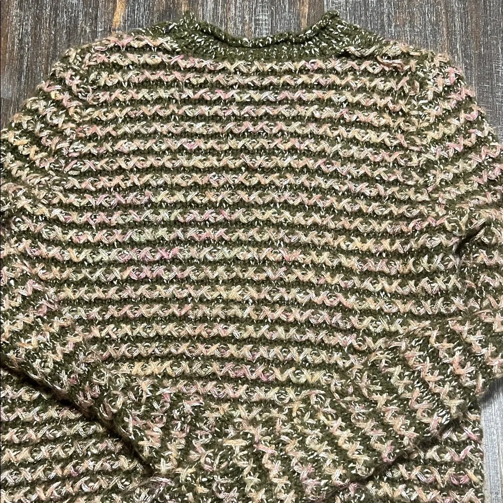 Olive and Pink Knit Women's Sweater
